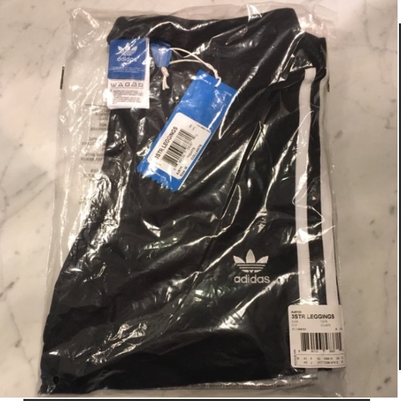 LAST ONE *Adidas Black 3 stripe Classic Leggings - Picture 5 of 8